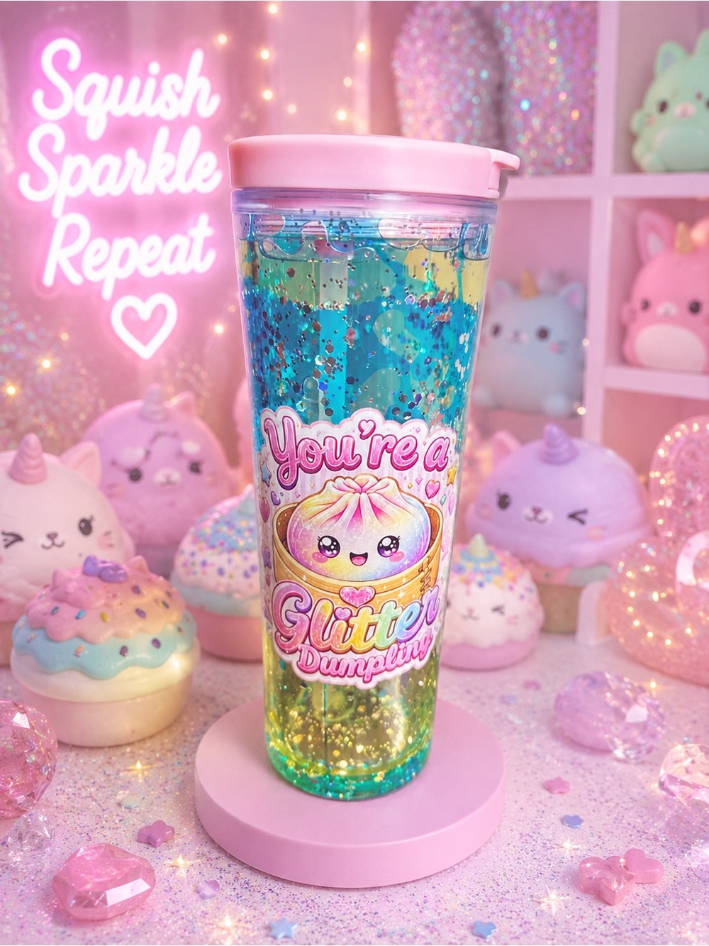✨ You’re a Glitter Dumpling™ | 20 oz Glory Flow Flip Snow Globe Tumbler